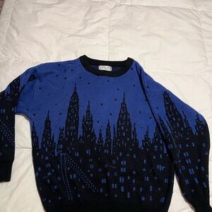 Blue and Black New York City Skyline Sweater
